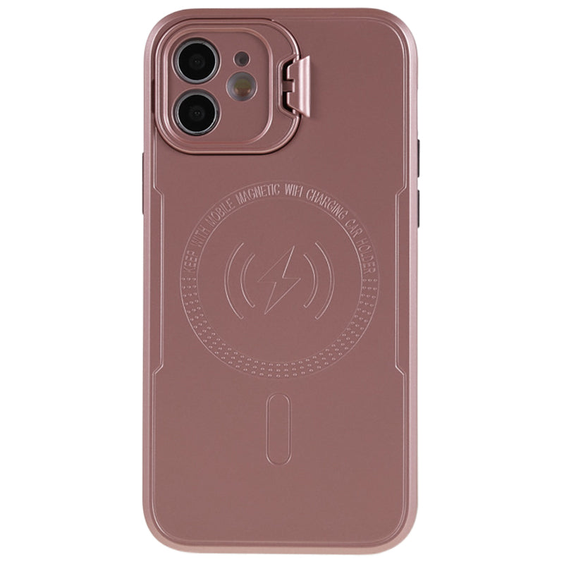 For iPhone 12 6.1 inch Drop-proof PC+TPU Phone Case Lens Frame Kickstand Cover Compatible with MagSafe For iPhone 12 6.1 inch Drop-proof PC+TPU Phone Case Lens Frame Kickstand Cover Compatible with MagSafe